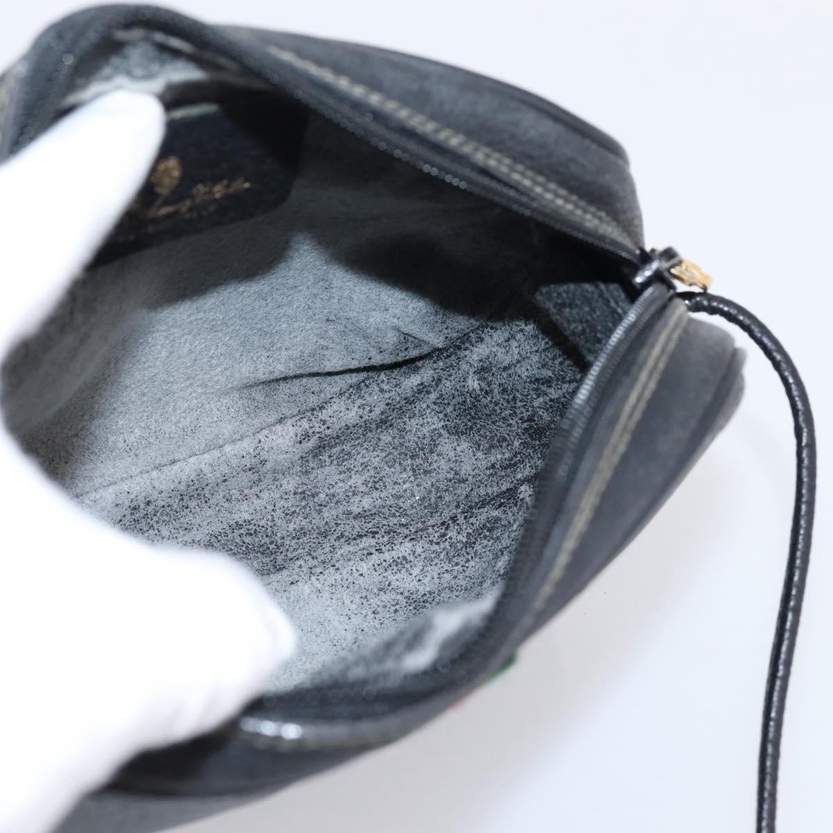 GUCCI GG Supreme Web Sherry Line Bag PVC Black Gold 156 02 066 Auth 205045