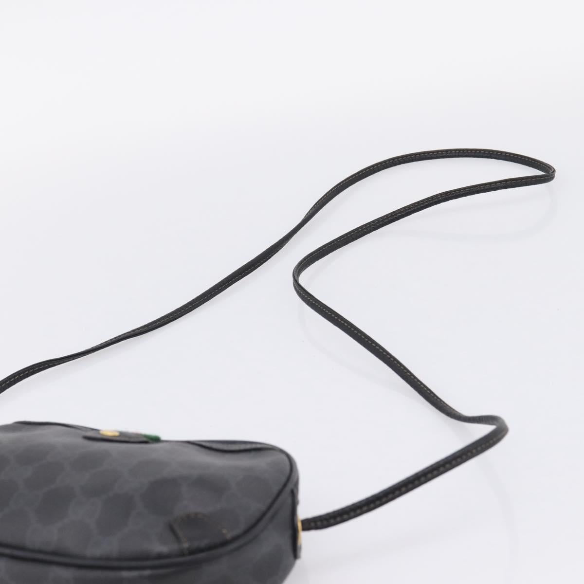 GUCCI GG Supreme Web Sherry Line Bag PVC Black Gold 156 02 066 Auth 205045