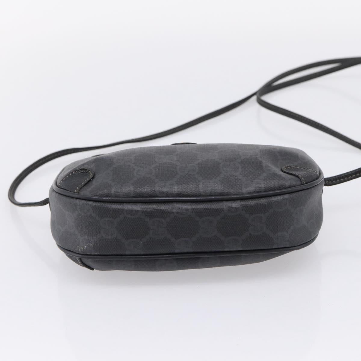 GUCCI GG Supreme Web Sherry Line Bag PVC Black Gold 156 02 066 Auth 205045