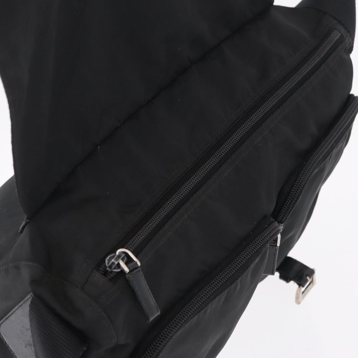 PRADA Shoulder Bag Nylon Black Silver Auth 205048