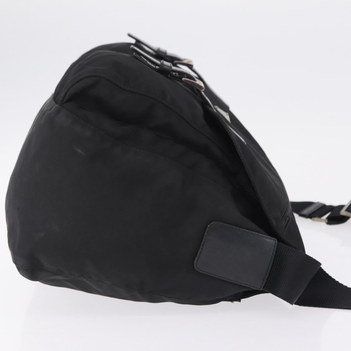 PRADA Shoulder Bag Nylon Black Silver Auth 205048