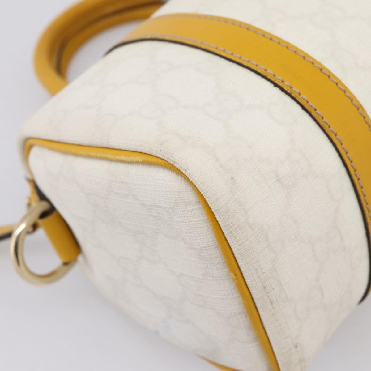 GUCCI GG Supreme Hand Bag PVC White Gold 193604 Auth 205049
