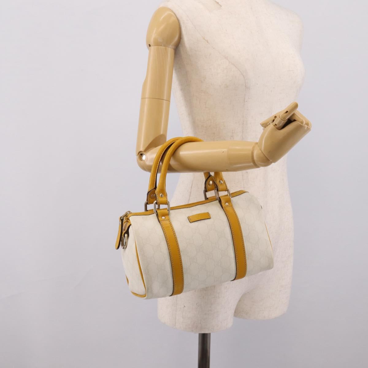GUCCI GG Supreme Hand Bag PVC White Gold 193604 Auth 205049