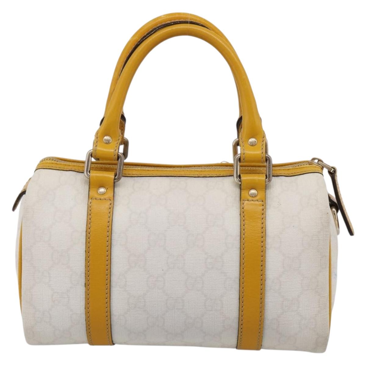 GUCCI GG Supreme Hand Bag PVC White Gold 193604 Auth 205049