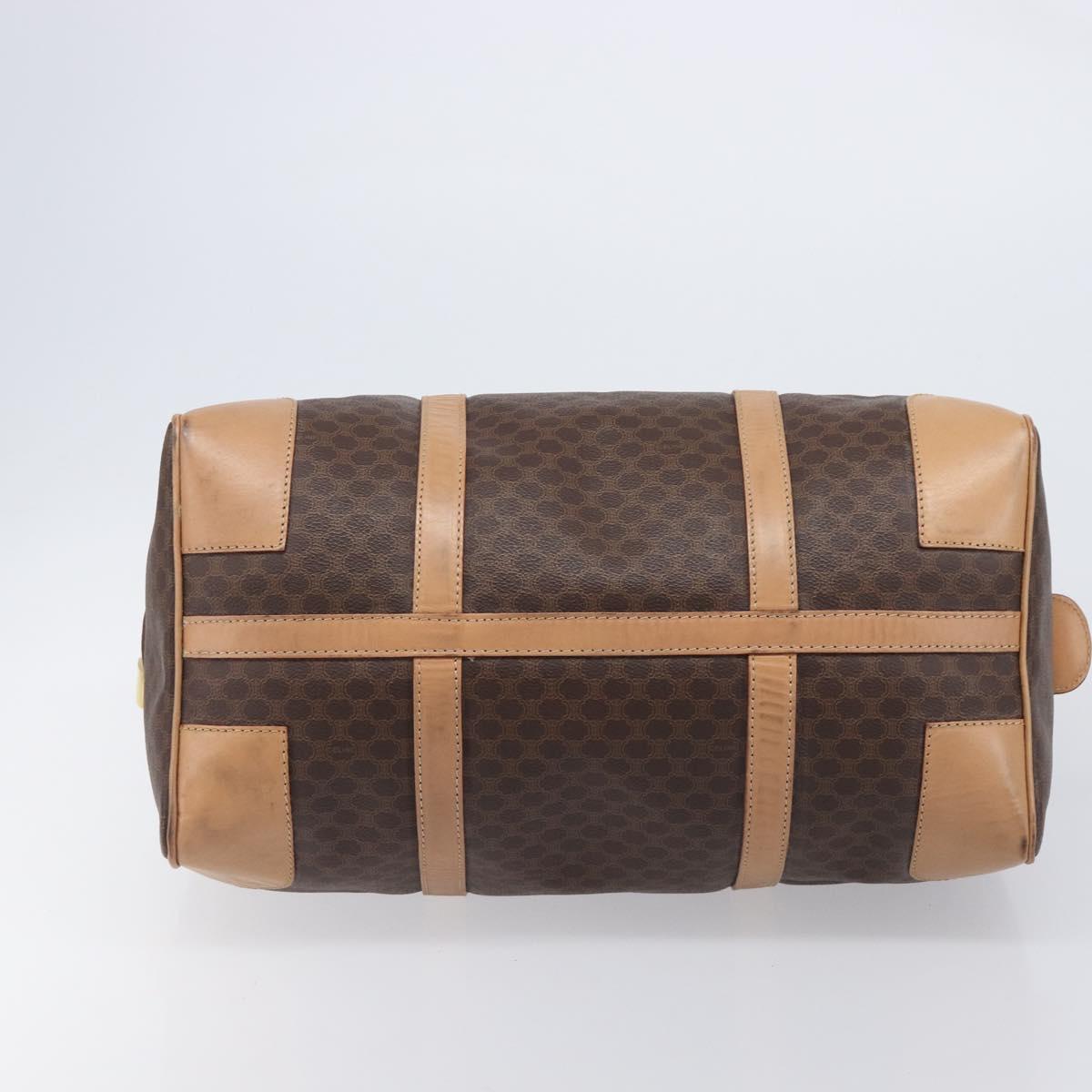CELINE Macadam Canvas Boston Bag PVC Leather Brown Gold Auth 205050V