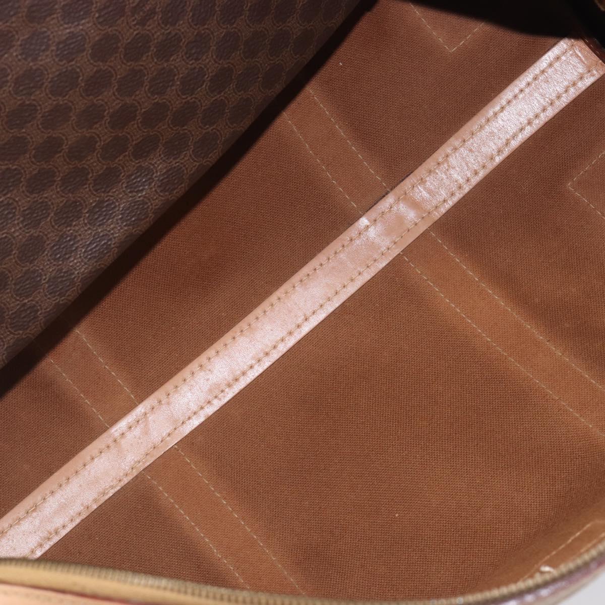 CELINE Macadam Canvas Boston Bag PVC Leather Brown Gold Auth 205050V
