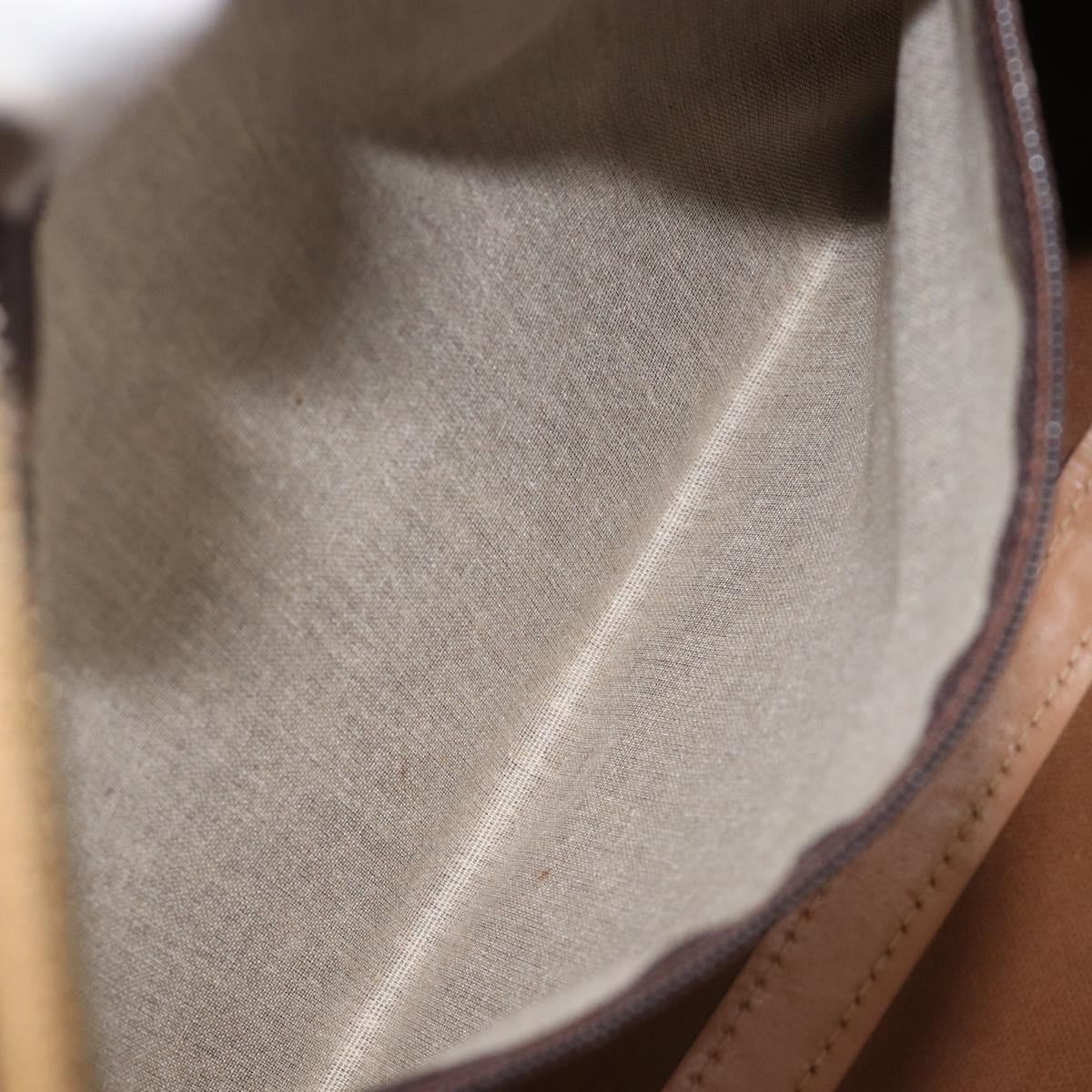 CELINE Macadam Canvas Boston Bag PVC Leather Brown Gold Auth 205050V