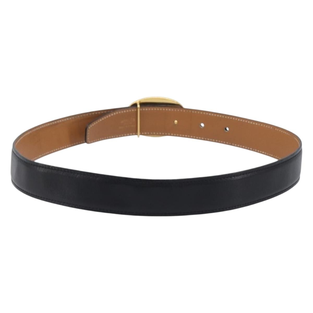 HERMES Chaine d Ancre Belt Leather 30.3"" 65 Gold Black Auth 205053M