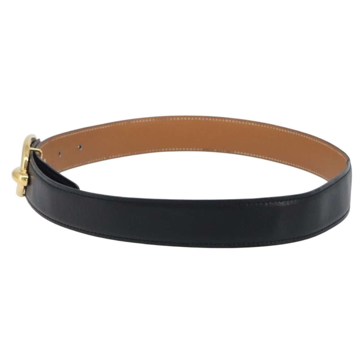 HERMES Chaine d Ancre Belt Leather 30.3"" 65 Gold Black Auth 205053M