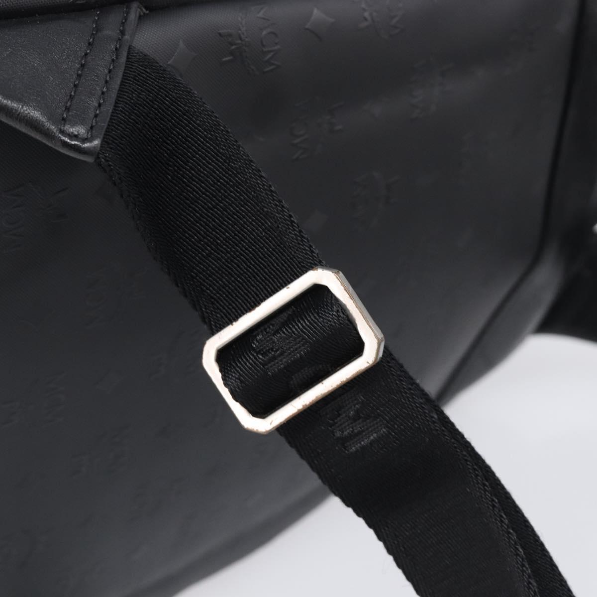 MCM Vicetos Logogram Backpack PVC Black Silver Auth 205055