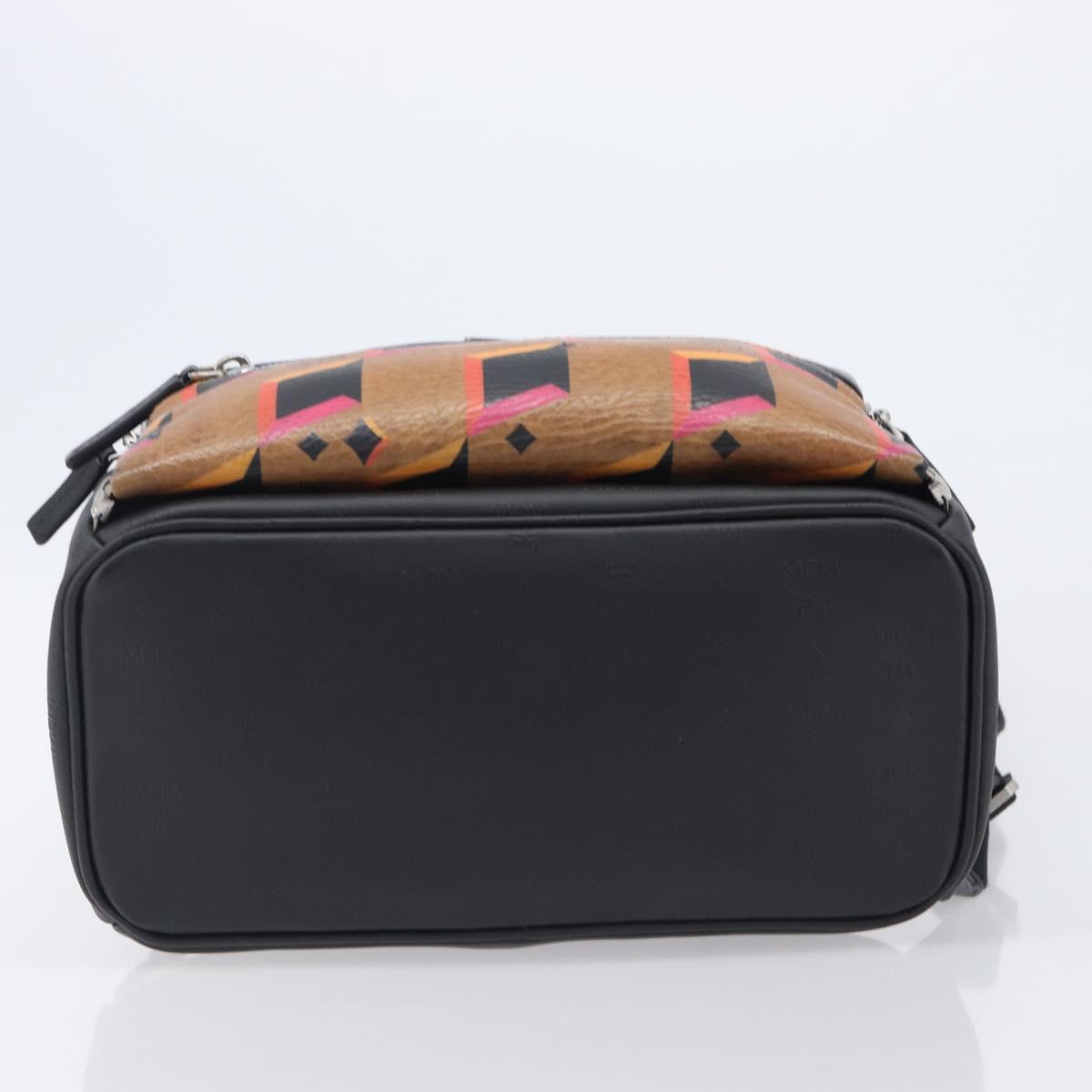 MCM Vicetos Logogram Backpack PVC Black Silver Auth 205055