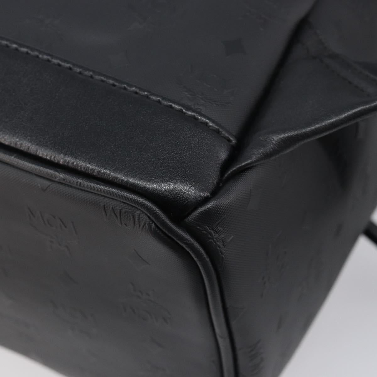 MCM Vicetos Logogram Backpack PVC Black Silver Auth 205055