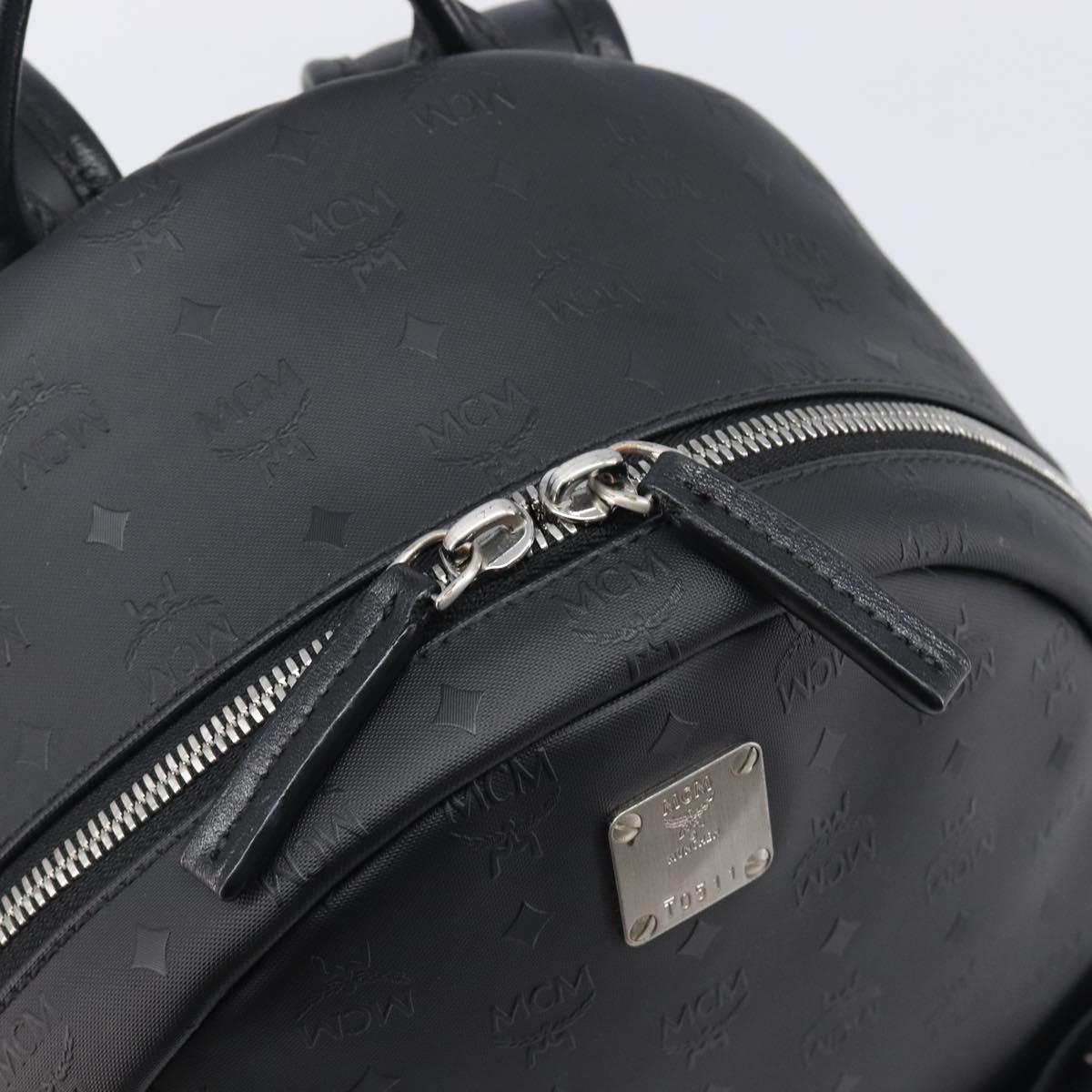 MCM Vicetos Logogram Backpack PVC Black Silver Auth 205055