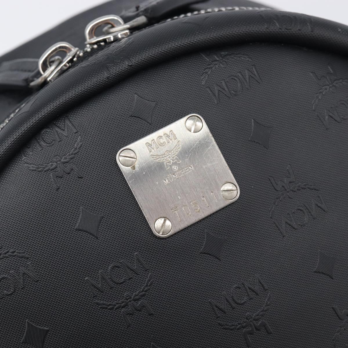 MCM Vicetos Logogram Backpack PVC Black Silver Auth 205055