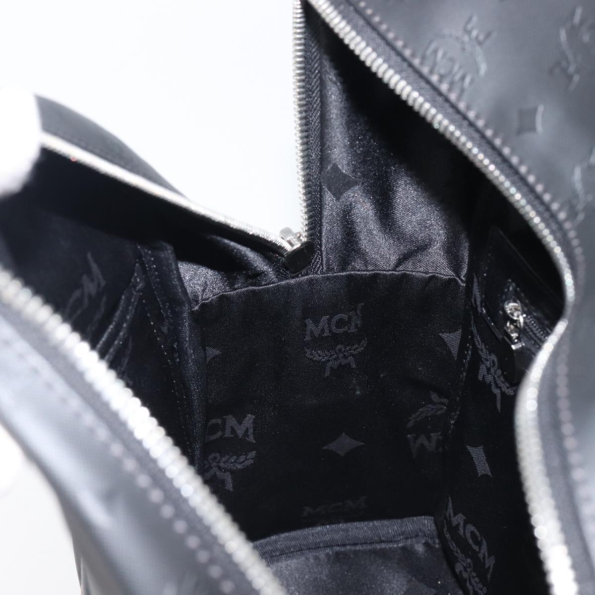 MCM Vicetos Logogram Backpack PVC Black Silver Auth 205055