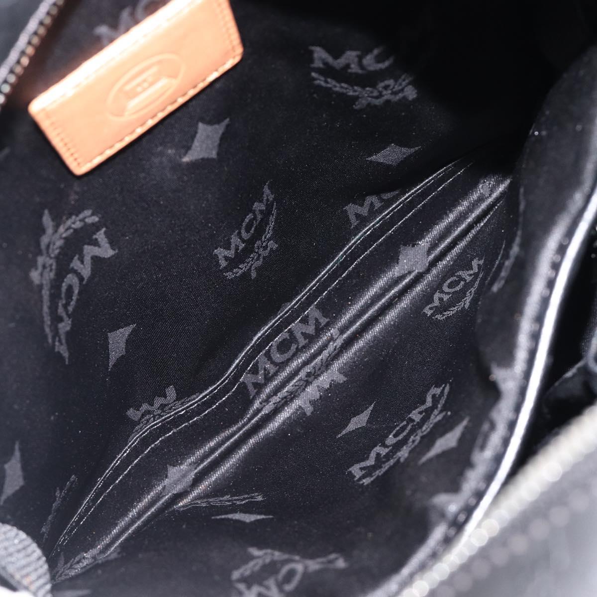 MCM Vicetos Logogram Backpack PVC Black Silver Auth 205055