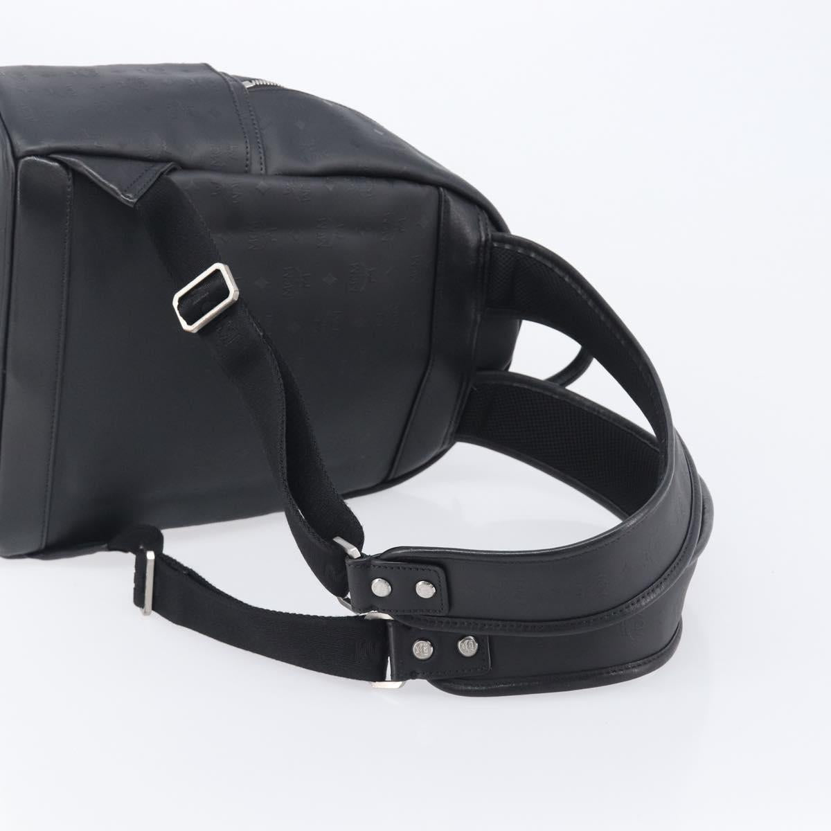 MCM Vicetos Logogram Backpack PVC Black Silver Auth 205055