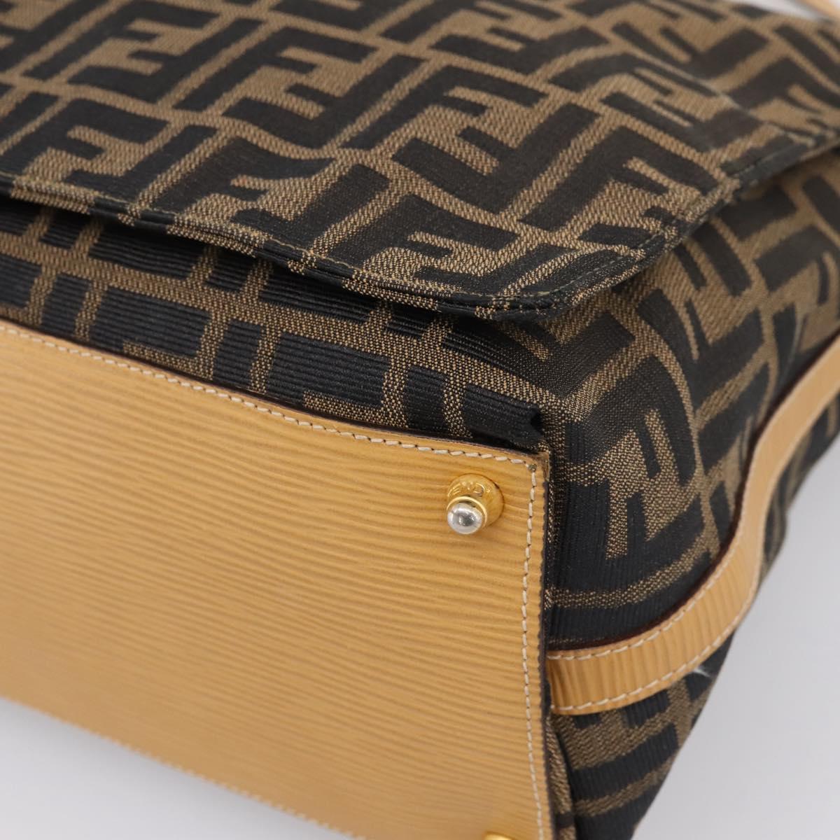 FENDI Zucca Canvas Shoulder Bag Brown Black Auth 205062