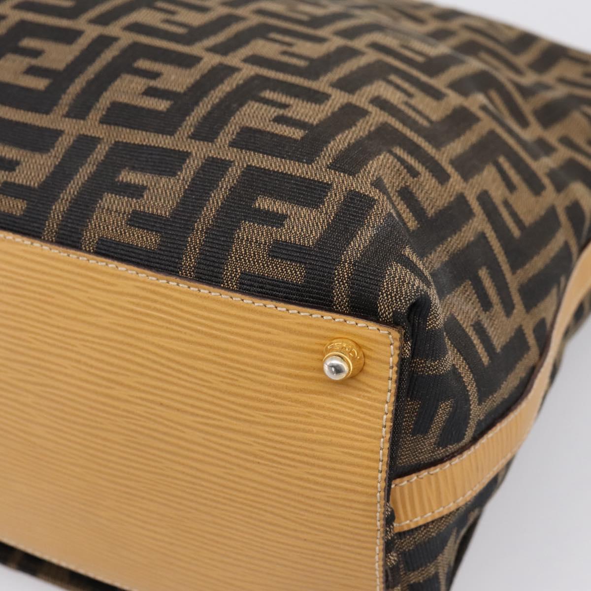 FENDI Zucca Canvas Shoulder Bag Brown Black Auth 205062