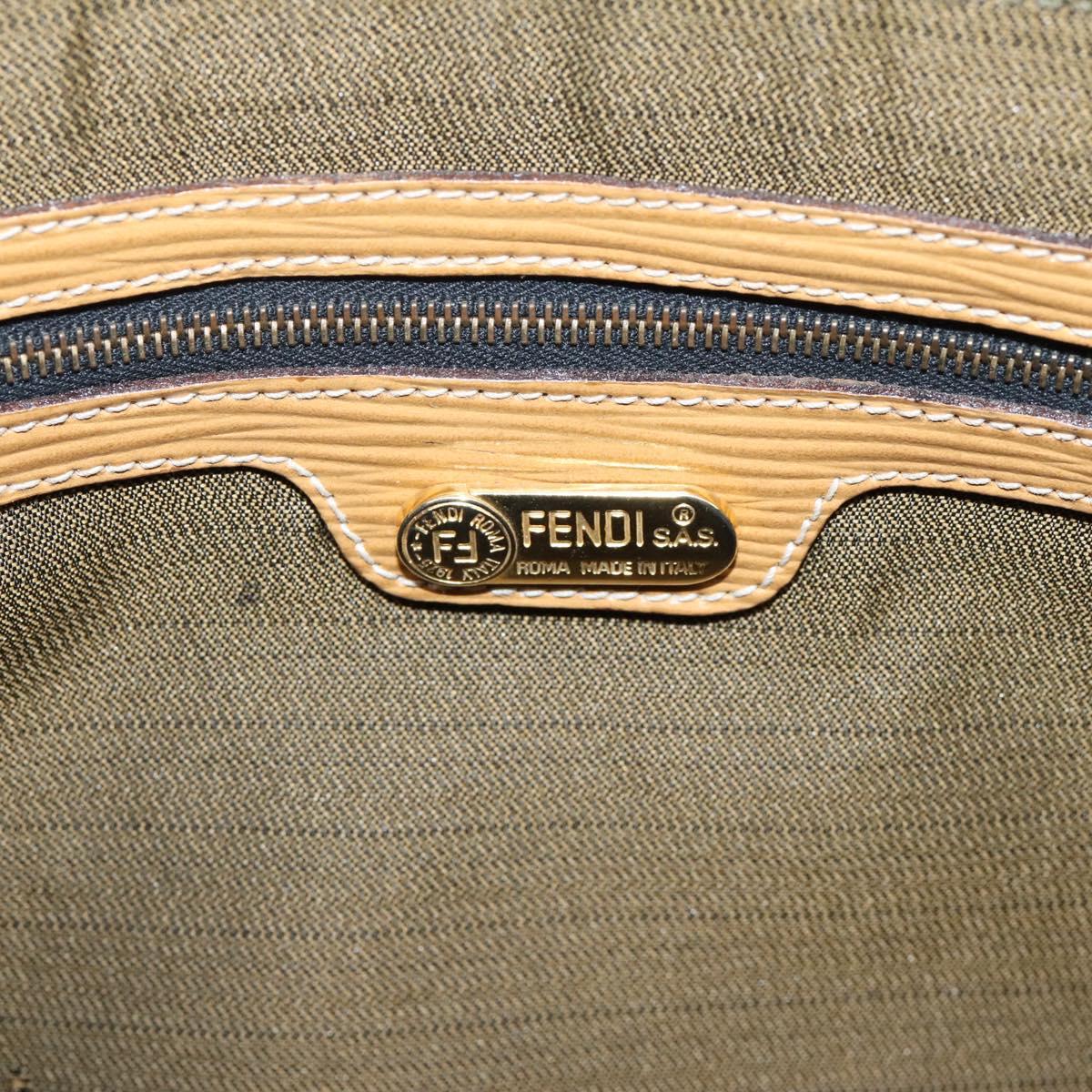 FENDI Zucca Canvas Shoulder Bag Brown Black Auth 205062