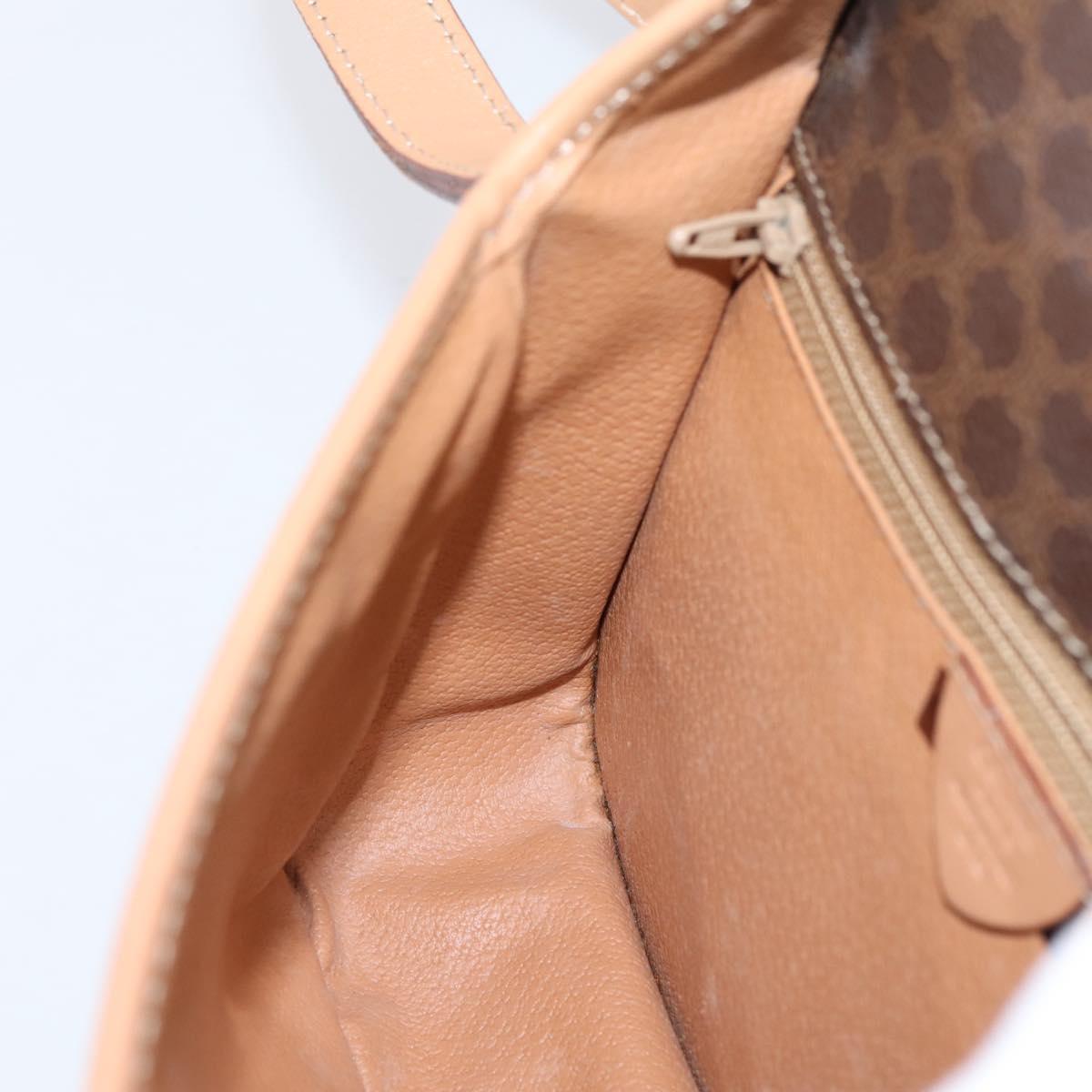 CELINE Macadam Canvas Shoulder Bag PVC Leather Brown Gold Auth 205063V