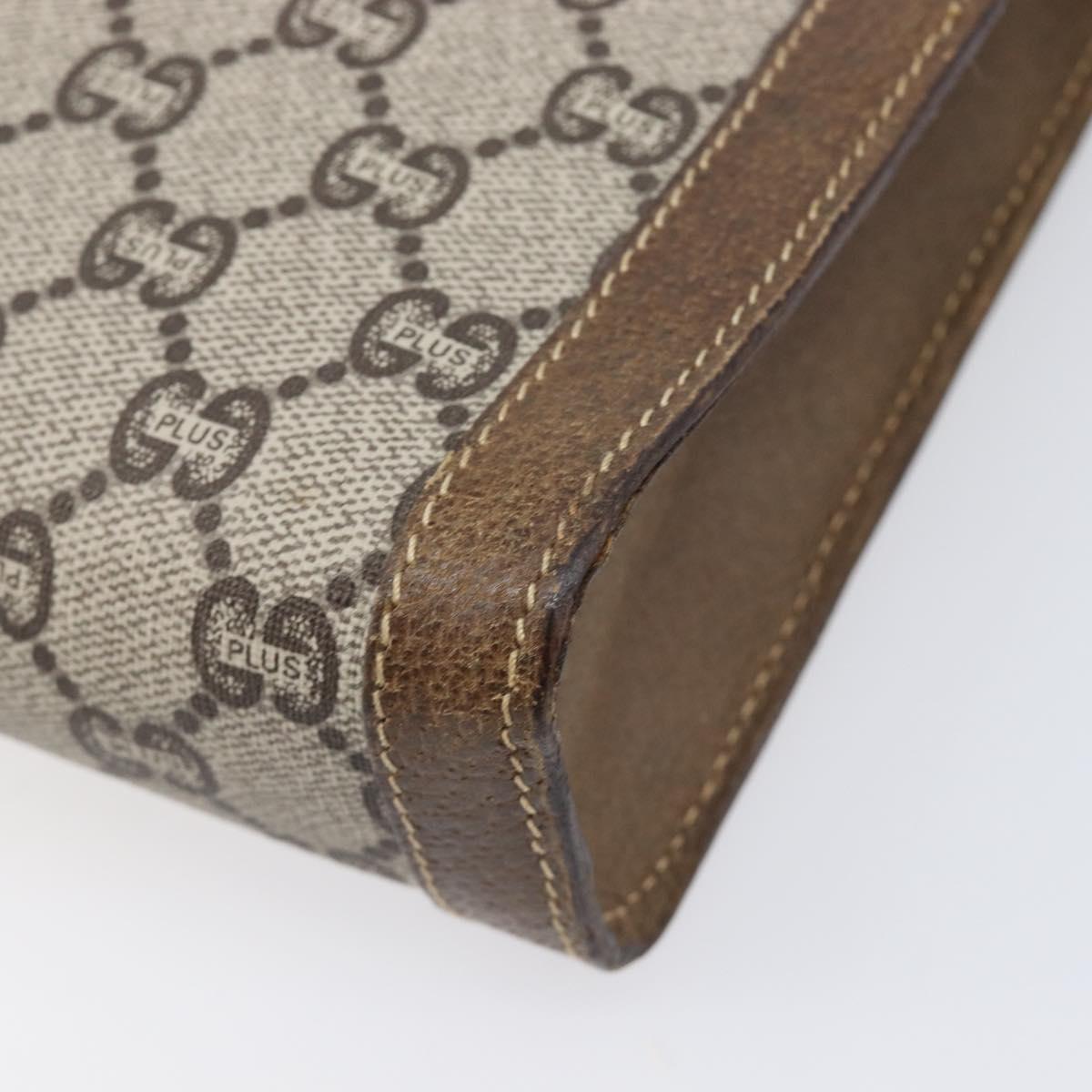 GUCCI GG Plus Supreme Clutch Bag PVC Beige Gold Auth 205064