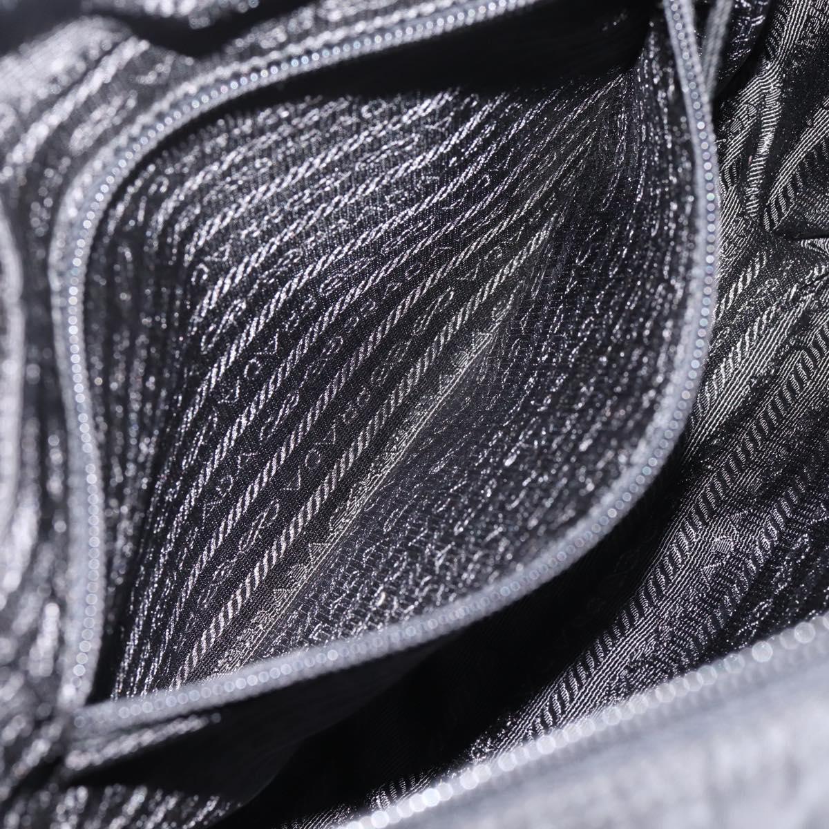 PRADA Shoulder Bag Nylon Black Silver Auth 205066A