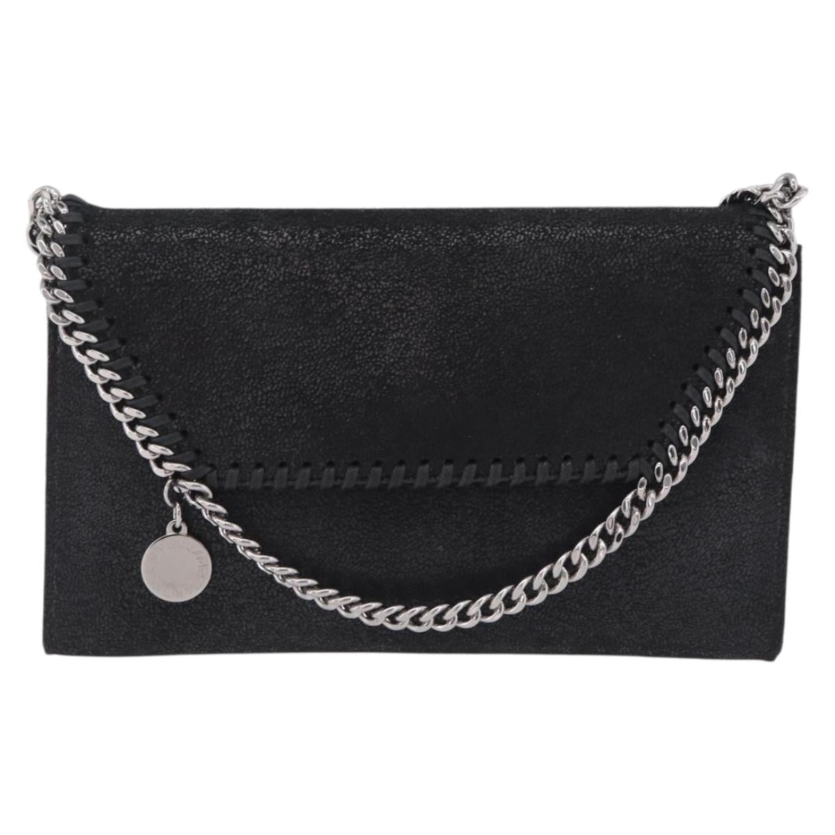 Stella McCartney Chain Falabella Bag polyester Black Silver Auth 205067A
