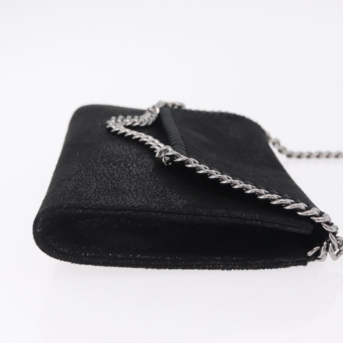 Stella McCartney Chain Falabella Bag polyester Black Silver Auth 205067A