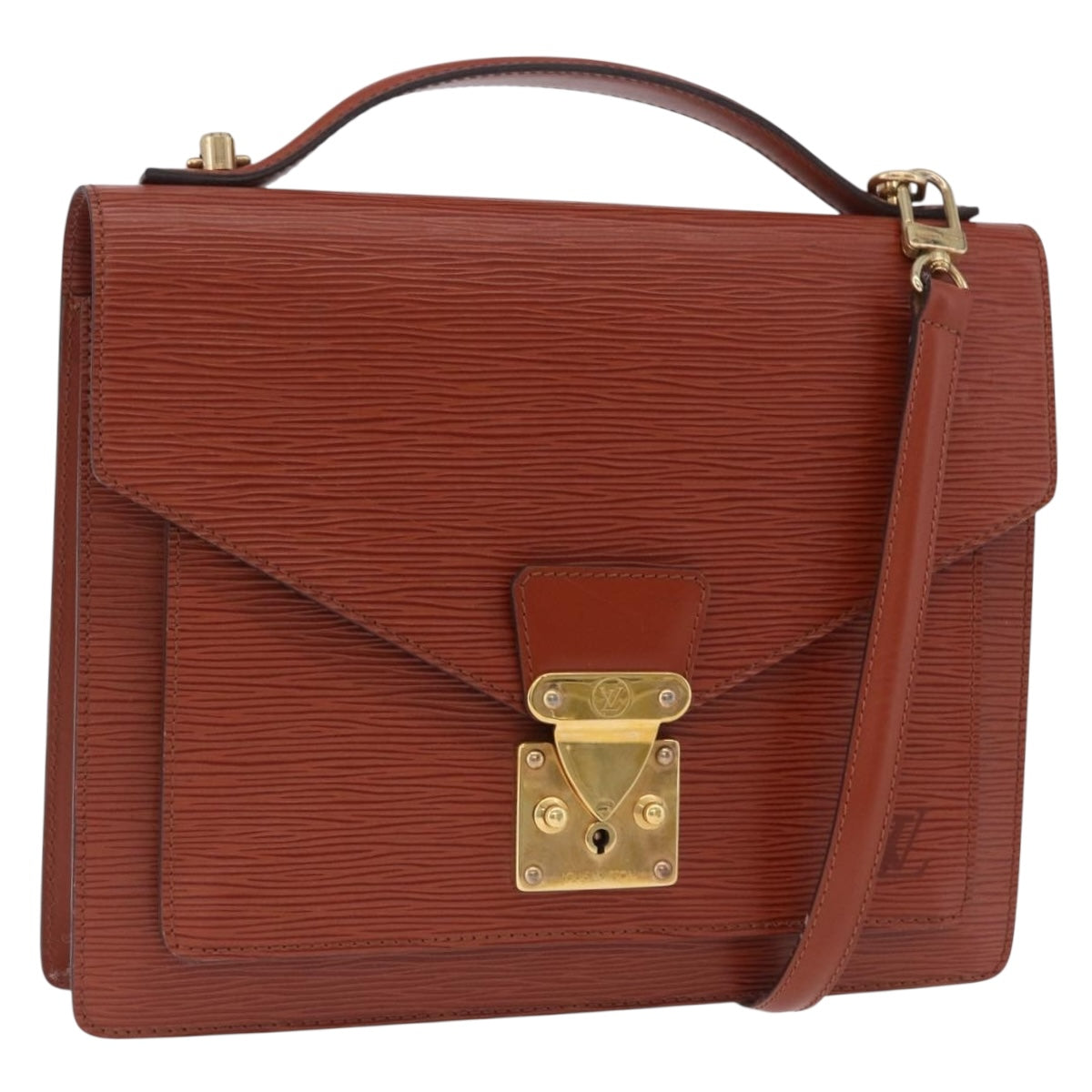 LOUIS VUITTON Epi Monceau 28 Hand Bag Brown M52123 LV Auth 205072V