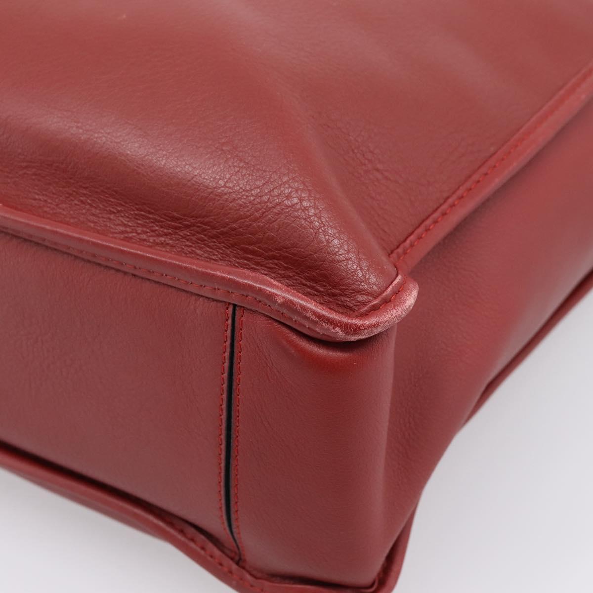 LOEWE Hand Bag Leather 2way Red Silver Auth 205076
