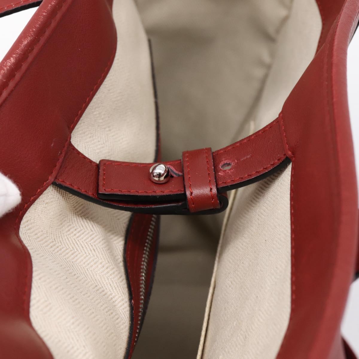 LOEWE Hand Bag Leather 2way Red Silver Auth 205076