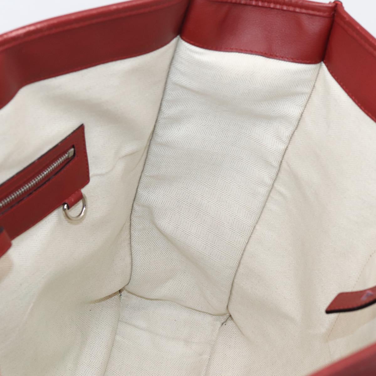LOEWE Hand Bag Leather 2way Red Silver Auth 205076