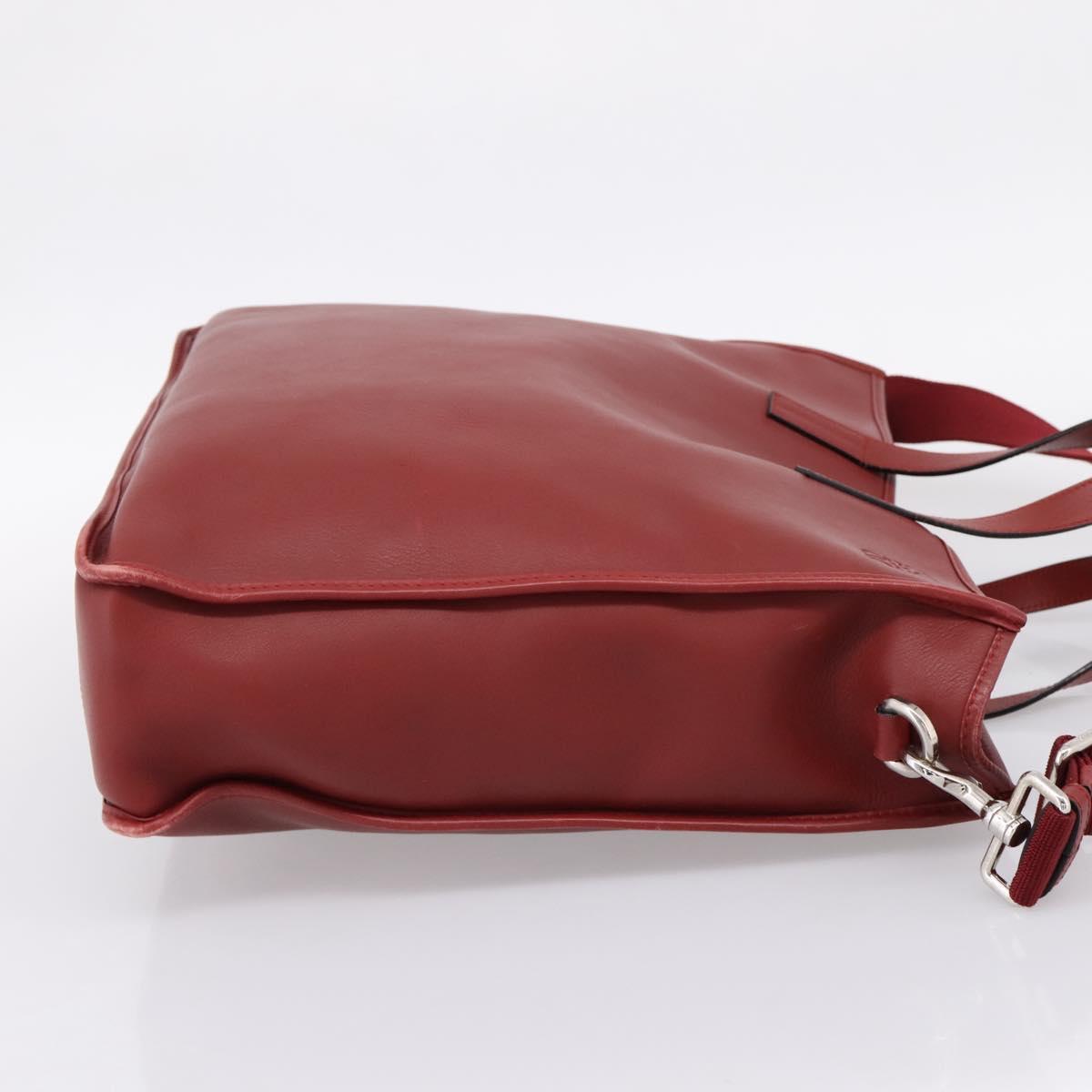 LOEWE Hand Bag Leather 2way Red Silver Auth 205076