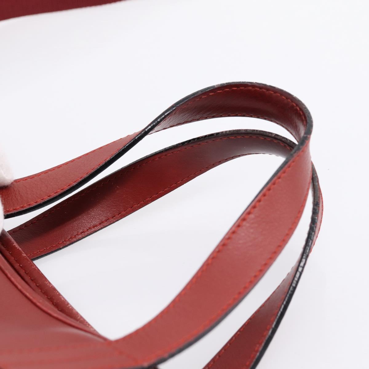 LOEWE Hand Bag Leather 2way Red Silver Auth 205076