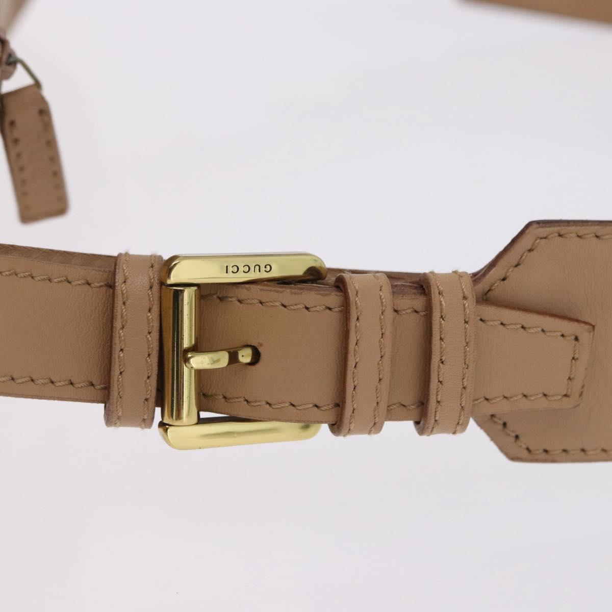 GUCCI Shoulder Bag Leather Beige Gold 92706 Auth 205079