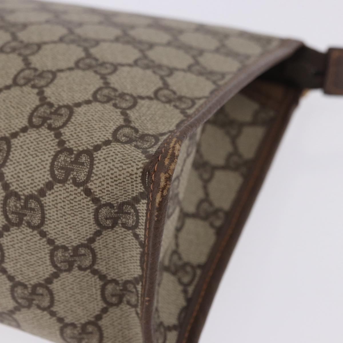 GUCCI GG Supreme Clutch Bag PVC Beige Gold 156 01 051 Auth 205083