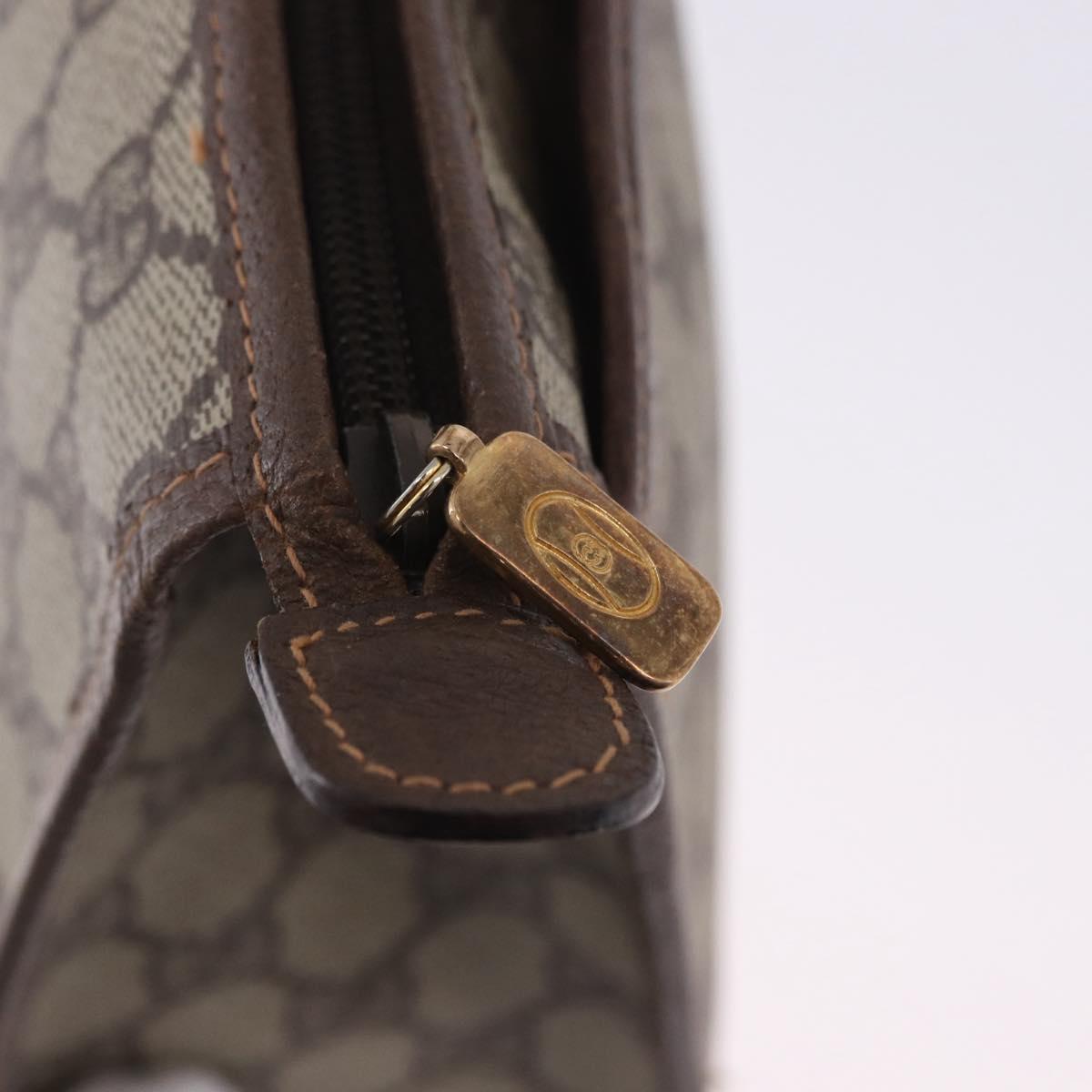 GUCCI GG Supreme Clutch Bag PVC Beige Gold 156 01 051 Auth 205083