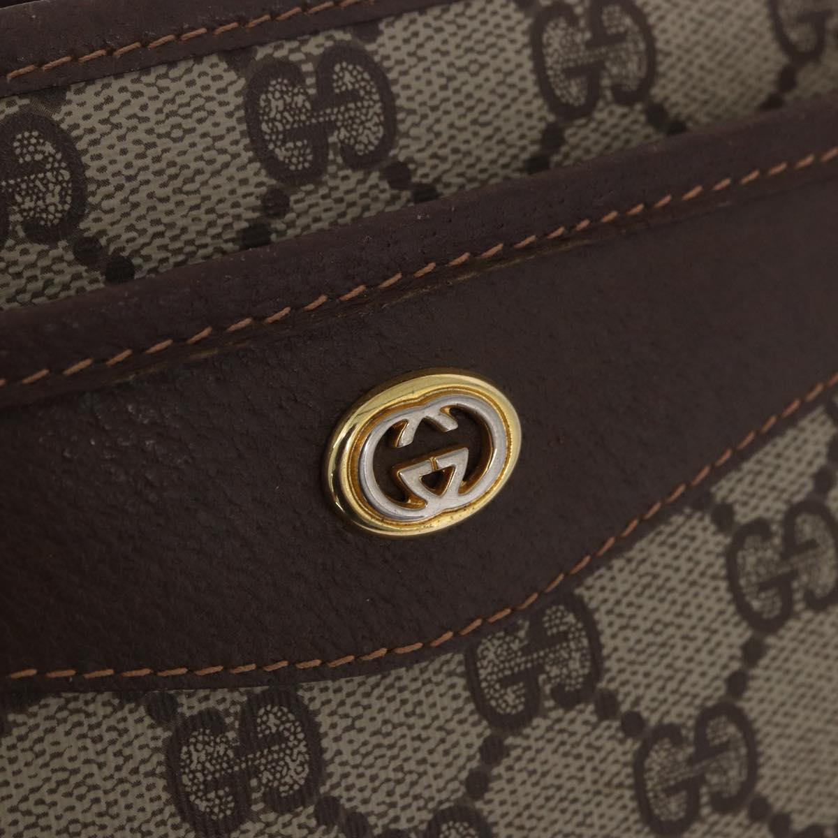 GUCCI GG Supreme Clutch Bag PVC Beige Gold 156 01 051 Auth 205083