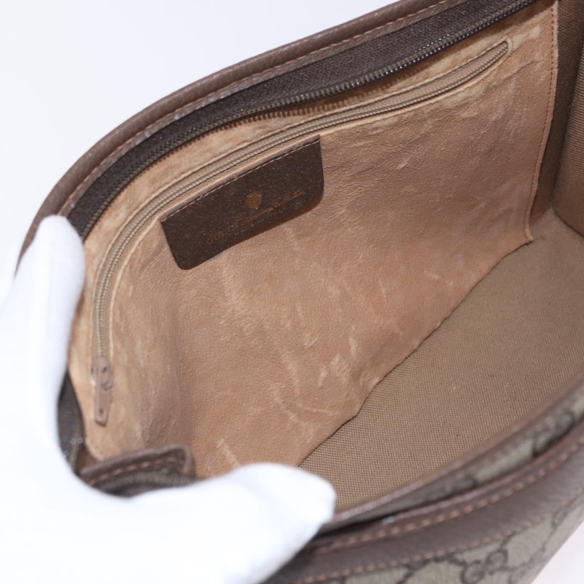 GUCCI GG Supreme Clutch Bag PVC Beige Gold 156 01 051 Auth 205083