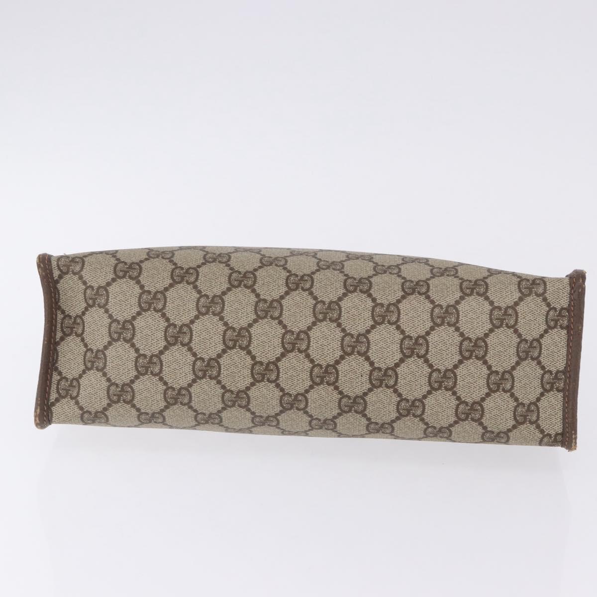 GUCCI GG Supreme Clutch Bag PVC Beige Gold 156 01 051 Auth 205083