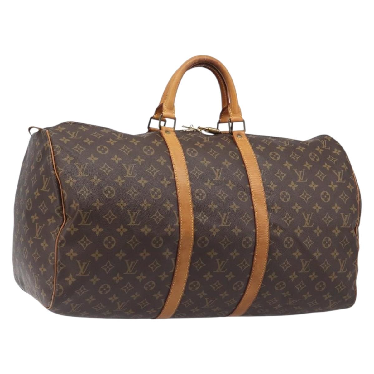 LOUIS VUITTON Monogram Keepall 55 Boston Bag M41424 LV Auth 205084V