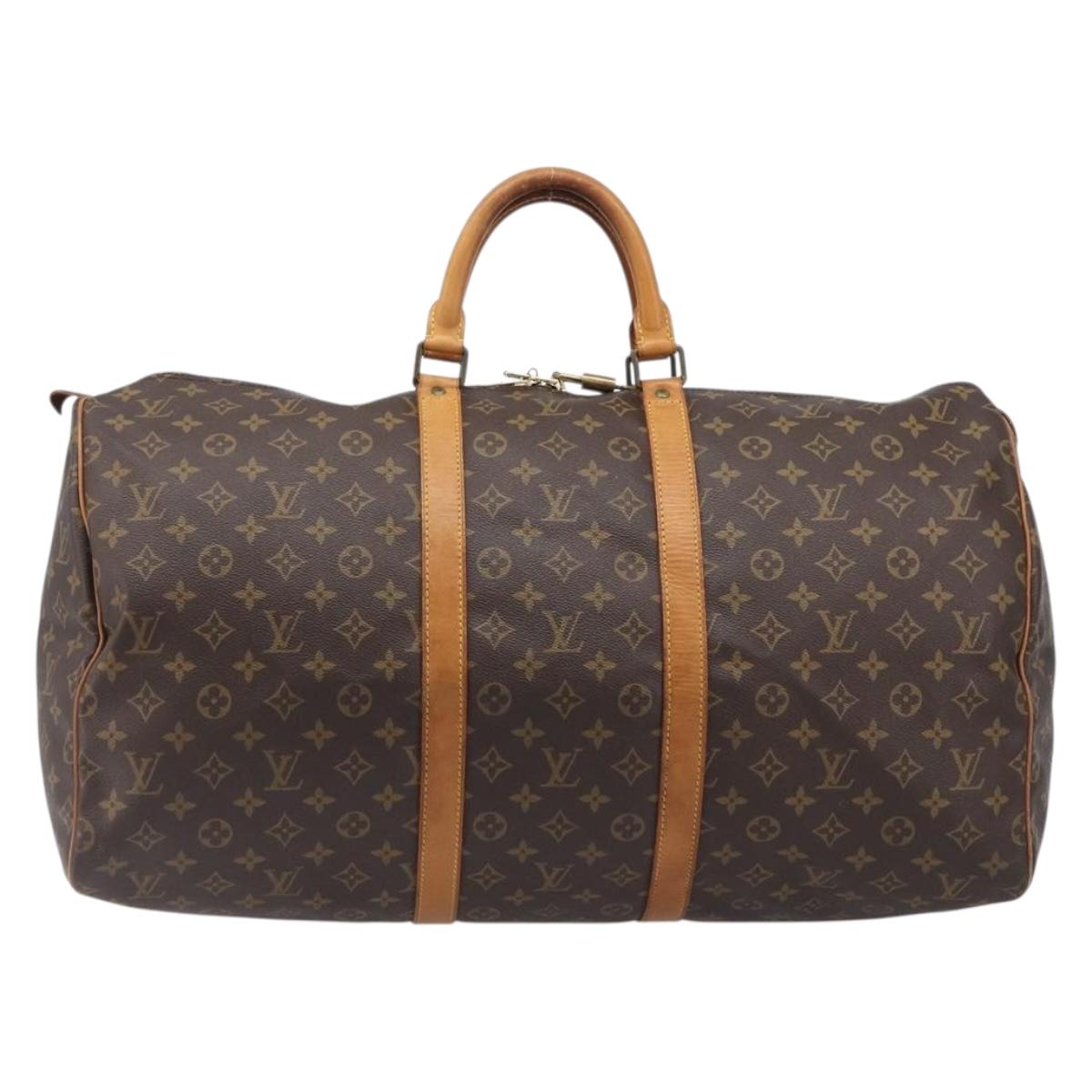 LOUIS VUITTON Monogram Keepall 55 Boston Bag M41424 LV Auth 205084V