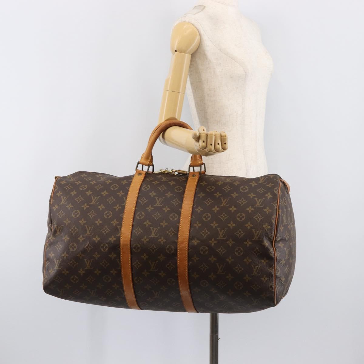 LOUIS VUITTON Monogram Keepall 55 Boston Bag M41424 LV Auth 205084V