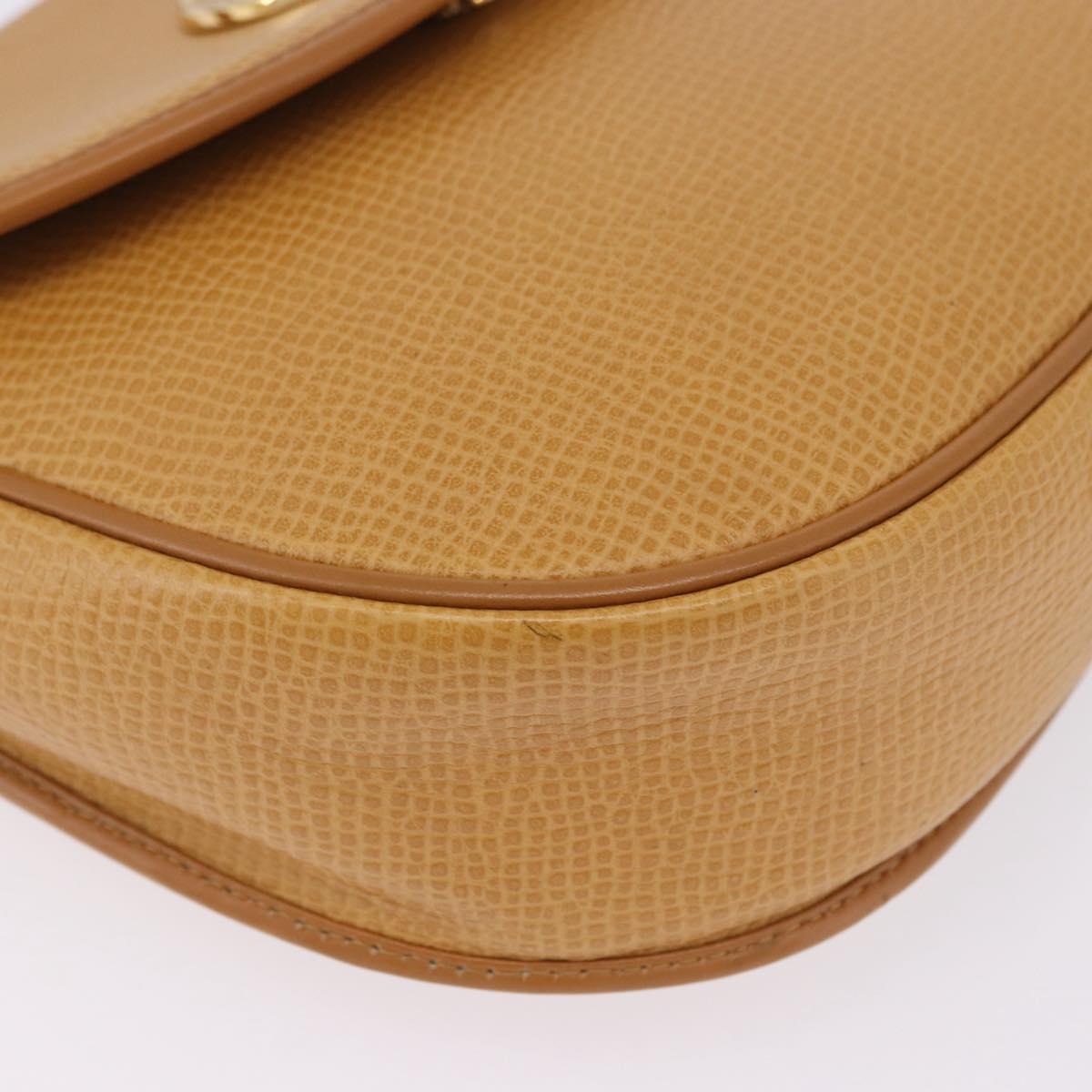 Christian Dior Shoulder Bag Leather Beige Gold Auth 205085