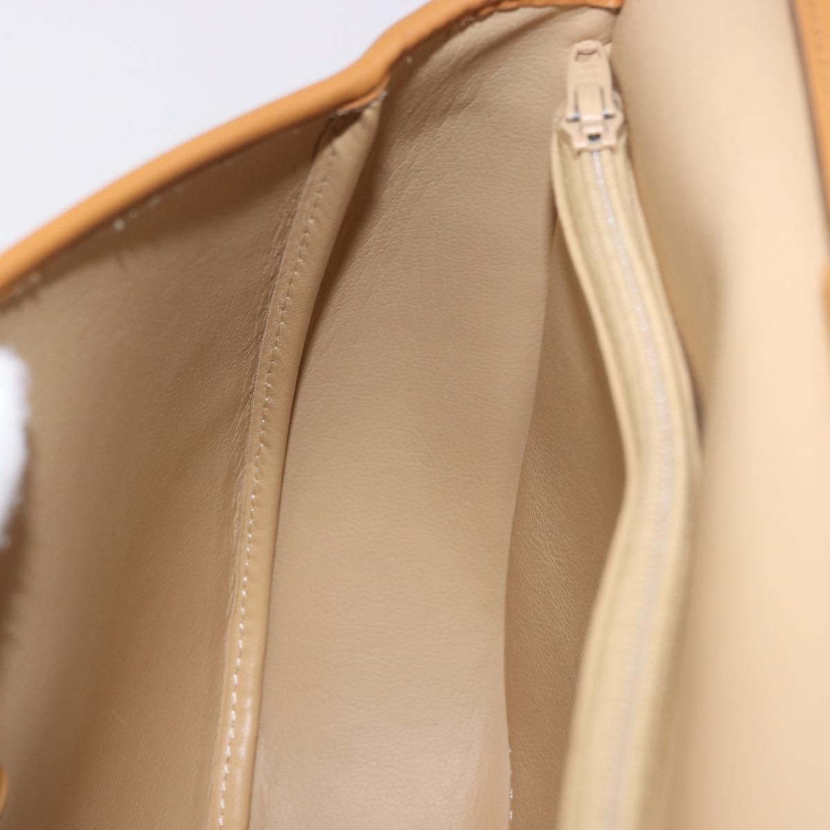 Christian Dior Shoulder Bag Leather Beige Gold Auth 205085