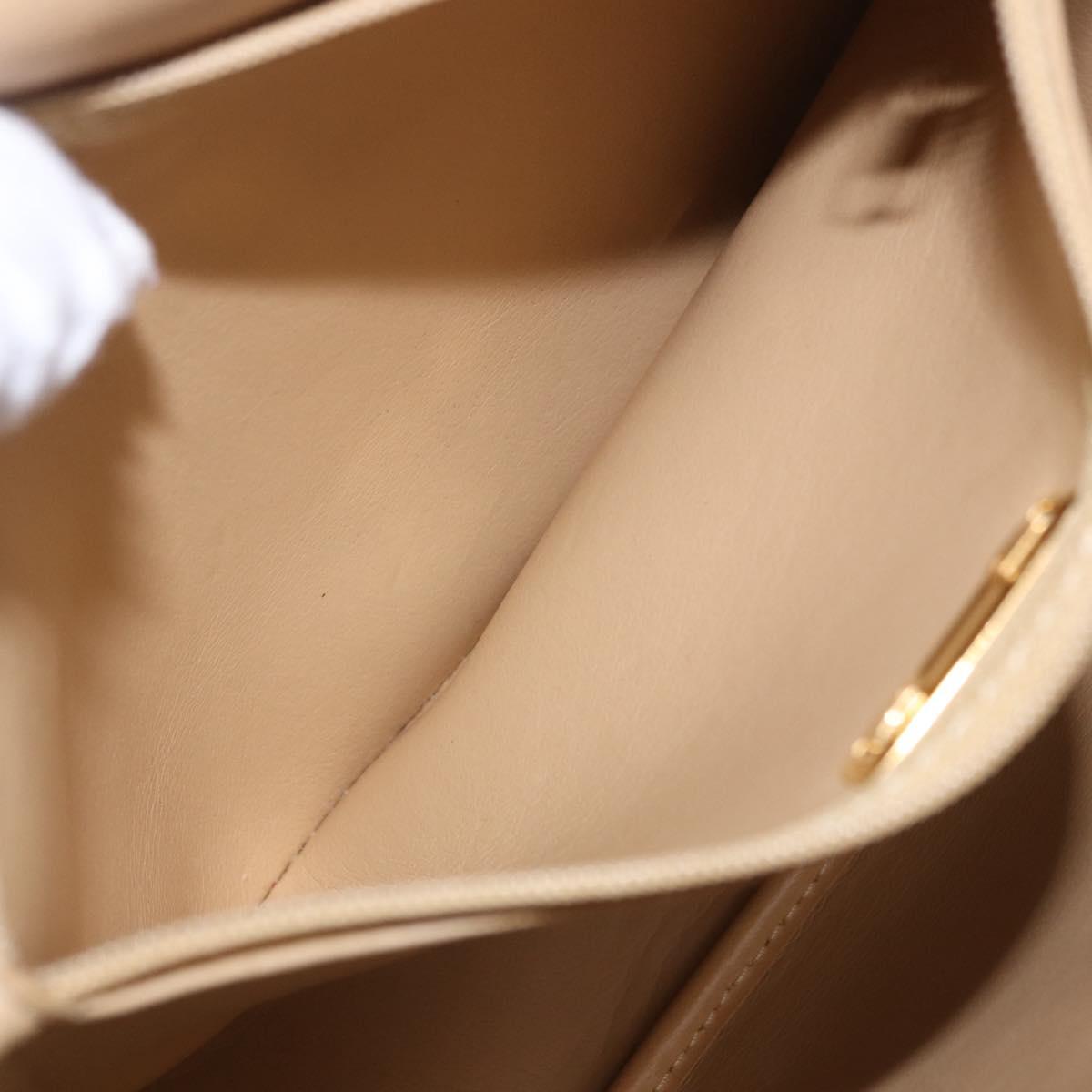 Christian Dior Shoulder Bag Leather Beige Gold Auth 205085