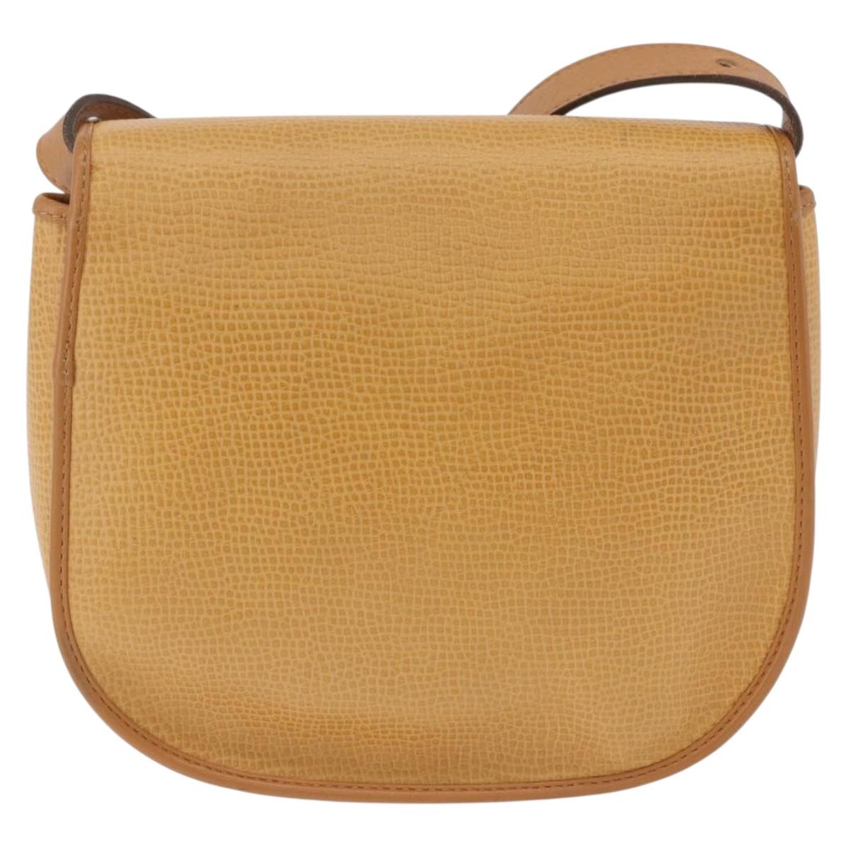 Christian Dior Shoulder Bag Leather Beige Gold Auth 205085