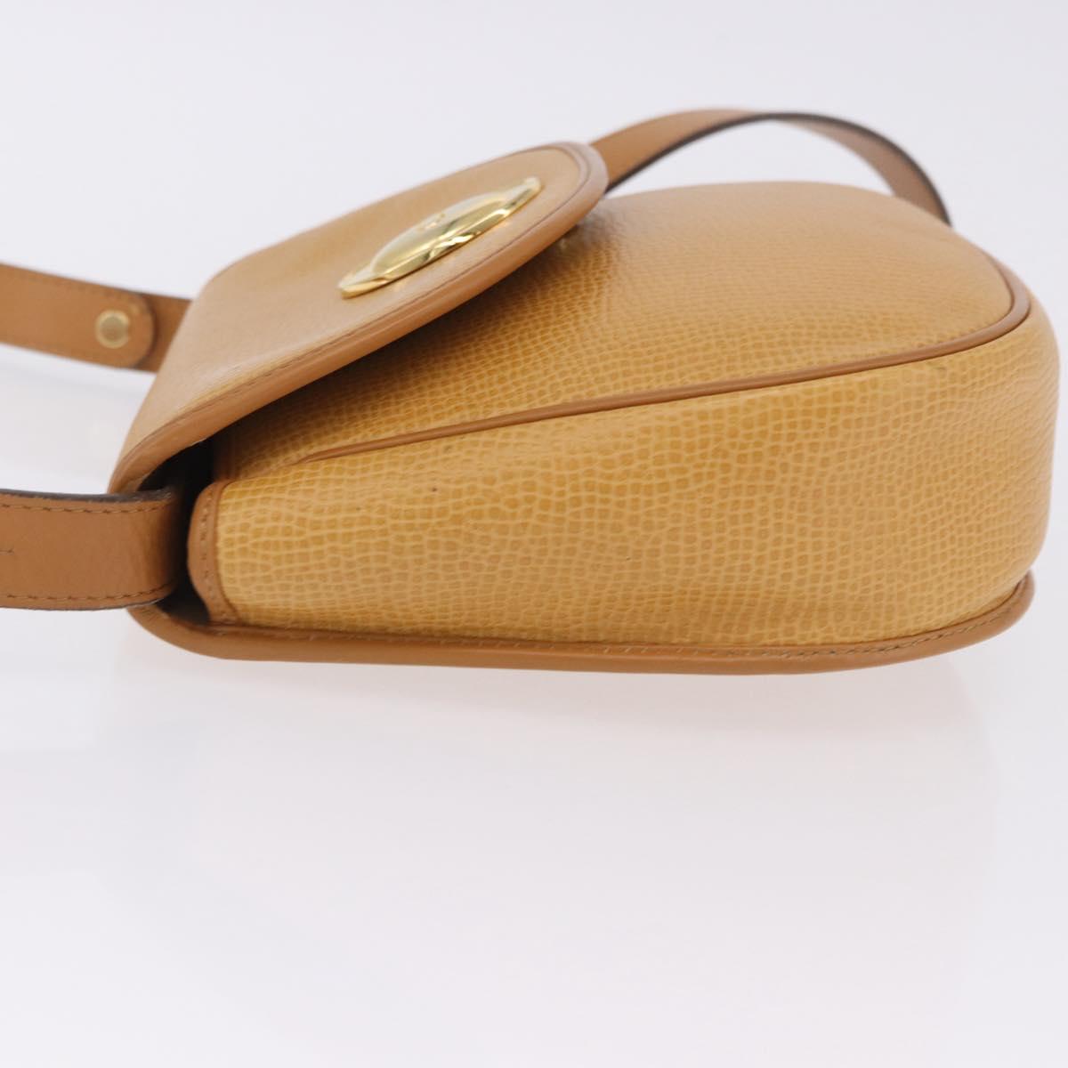 Christian Dior Shoulder Bag Leather Beige Gold Auth 205085