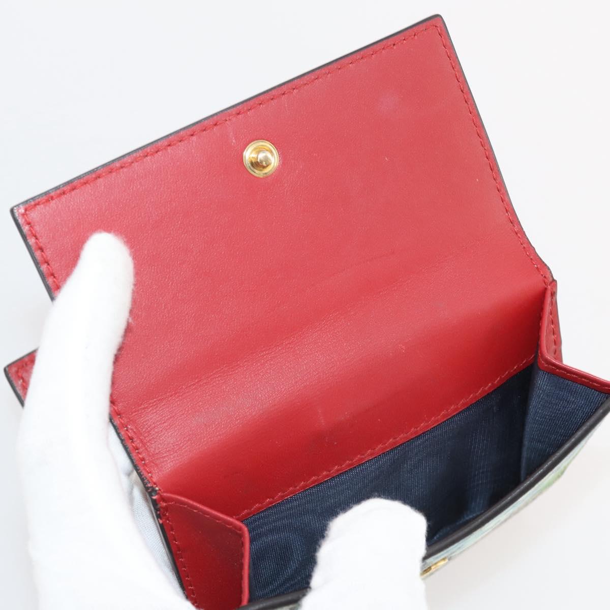 GUCCI GG Blooms Bifold Wallet PVC Blue Gold Tone 410071 Auth 205087V